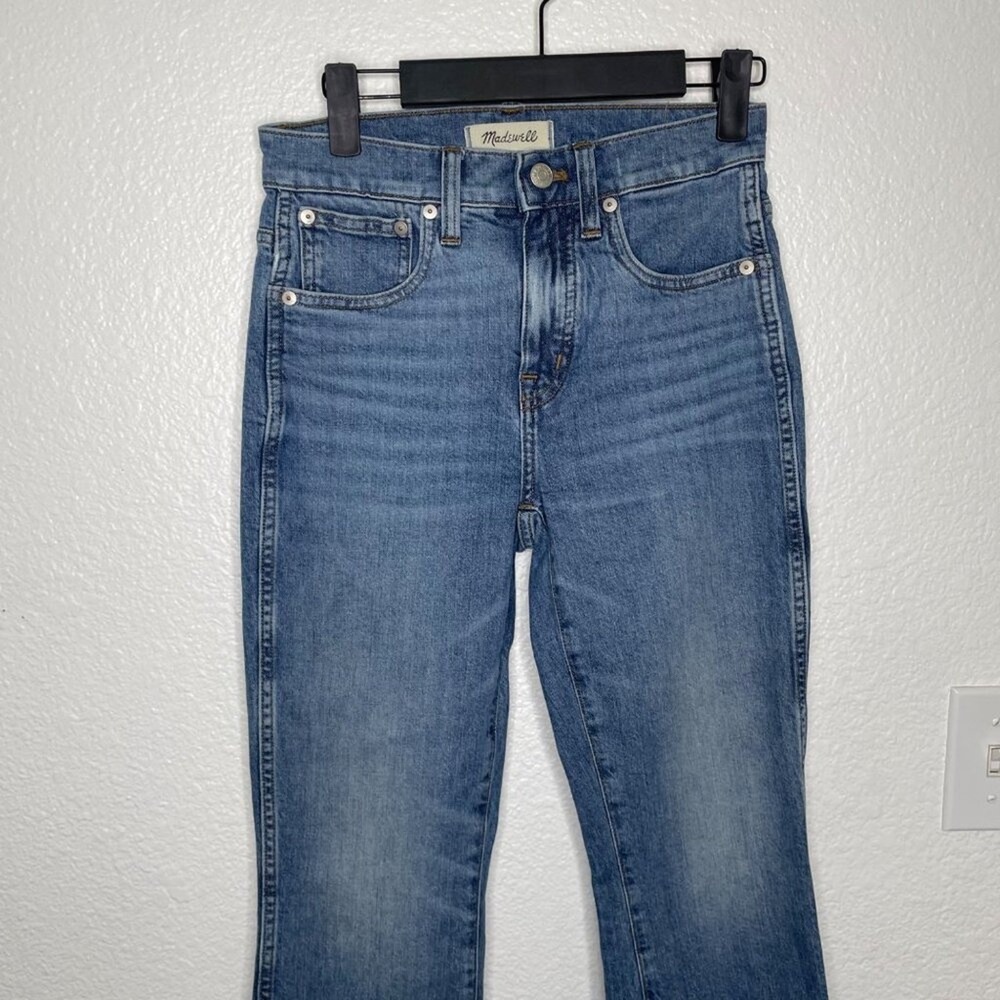Madewell Cali Demi-Boot Jeans Size 25 Medium Wash Raw Hem High Rise Denim - Picture 10 of 16